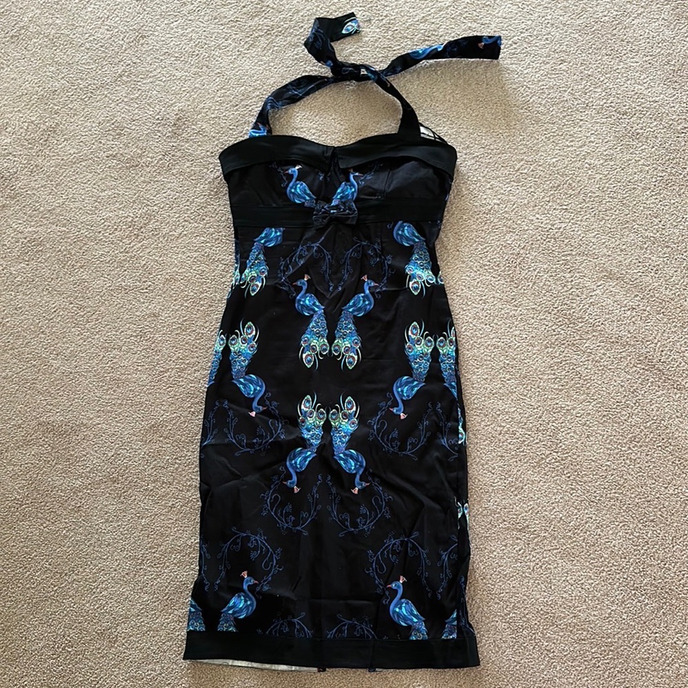Collectif peacock pinup dress UK12